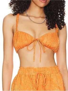 Revolve LPA Robin Scrunchie Bralette Top in Tangerine Dream